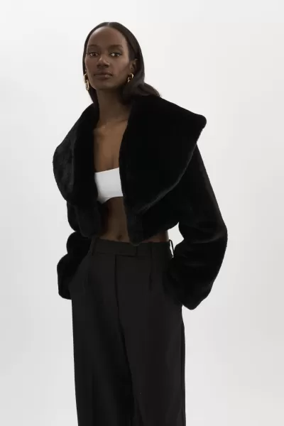 Lamarque Coats & Jackets Danika | Faux Fur Crop Jacket Black Price Slash Women