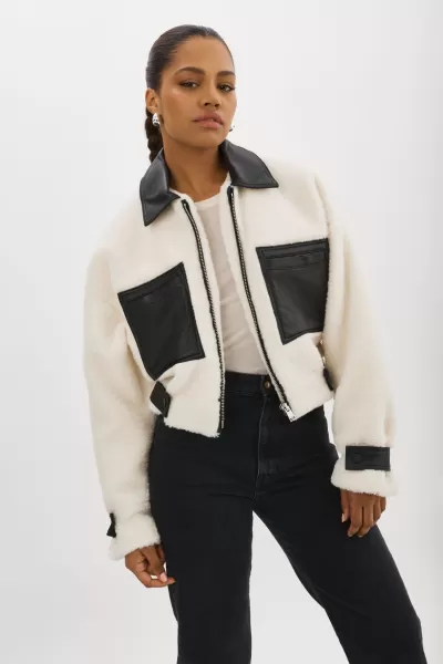 Coats & Jackets Off White Lamarque Women Nola | Sherpa Jacket Aesthetic