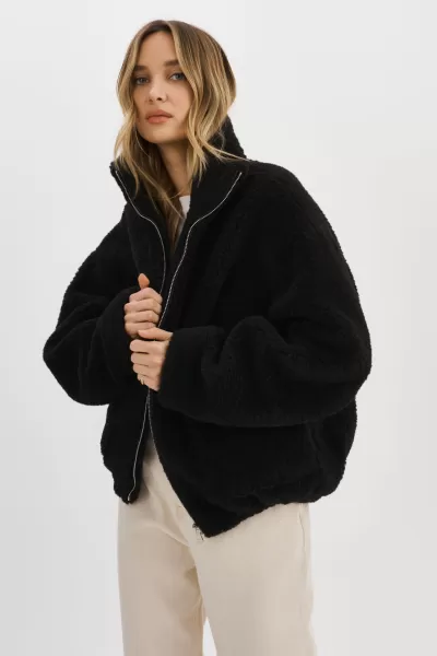 Women Lamarque Coats & Jackets Sale Black Kim |  Sherpa Jacket