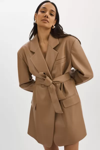 Online Lamarque Coats & Jackets Women Kassandra | Faux Leather Oversized Blazer Mocha
