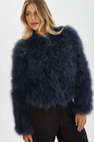 Coats & Jackets Midnight Blue Women Practical Lamarque Deora | Feather Jacket