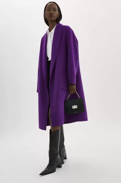 Women Violet New Thara | Shawl Collar Wool Coat Coats & Jackets Lamarque