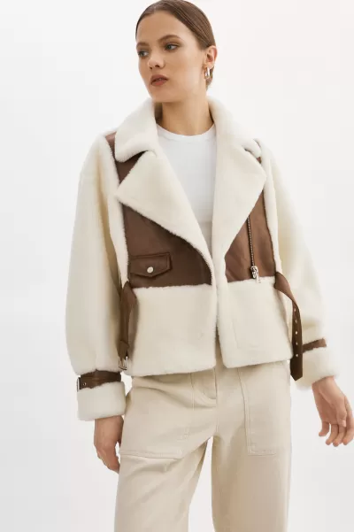 Ivory Brown Organic Coats & Jackets Elody | Faux Fur Jacket Women Lamarque