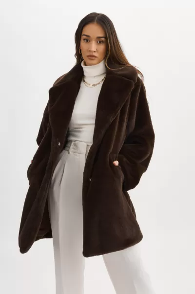 Streamlined Lamarque Bitter Chocolate Women Linnea | Faux Fur Coat Coats & Jackets