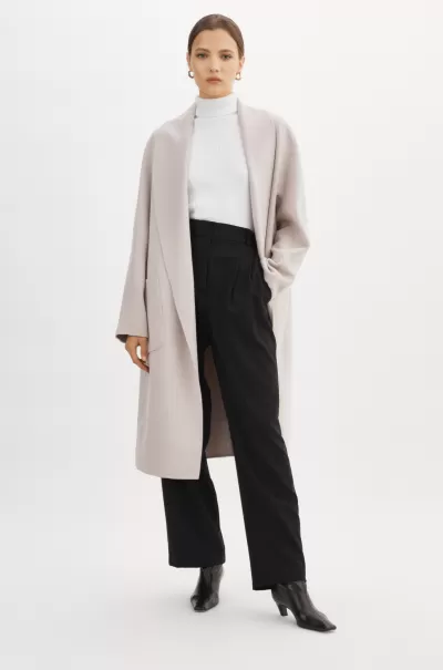 Feather Grey Coats & Jackets Lamarque Stylish Women Thara | Shawl Collar Wool Coat