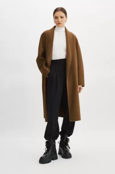 Milk Chocolate Women Coats & Jackets Redefine Lamarque Thara | Shawl Collar Wool Coat