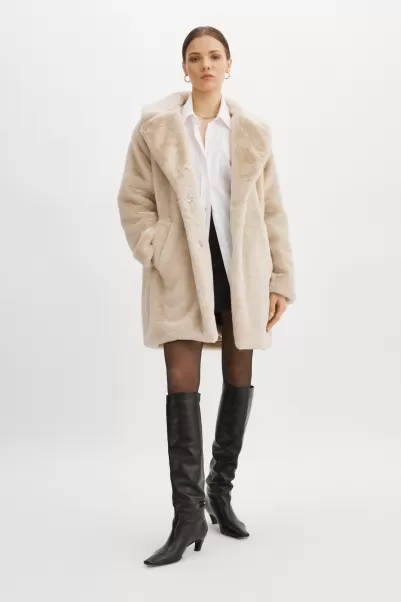 Lamarque Coats & Jackets Women Bone Linnea | Faux Fur Coat Relaxing