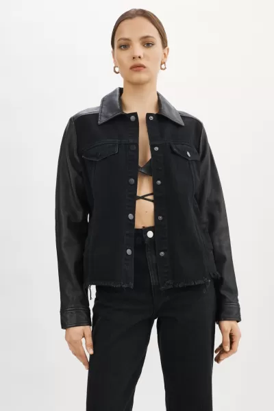Coats & Jackets Clio Leather & Denim Jacket Lamarque Versatile Women Black