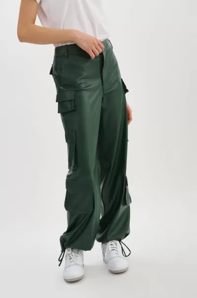 Women Lamarque Alpine Green Unleash Bobbi | Faux Leather Cargo Pants Pants