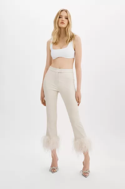 Pants Bone Lamarque Pagetta | Feather Trimmed Trousers Top Women
