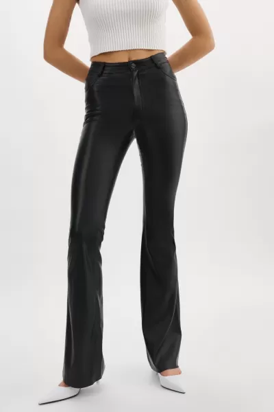 Black Kaida | Faux Leather Flare Pants Comfortable Women Pants Lamarque