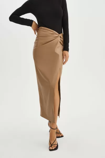Women Skirts Unleash Lamarque Mocha Eileen | Faux Leather  Maxi Skirt