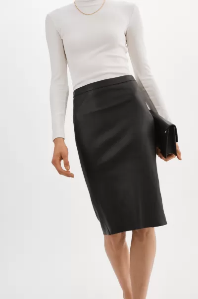 Custom Black Women Skirts Lamarque Avana | Leather Pencil Skirt