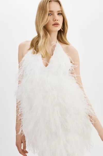 White Closeout Solveig | Feather Dress Lamarque Dresses Women
