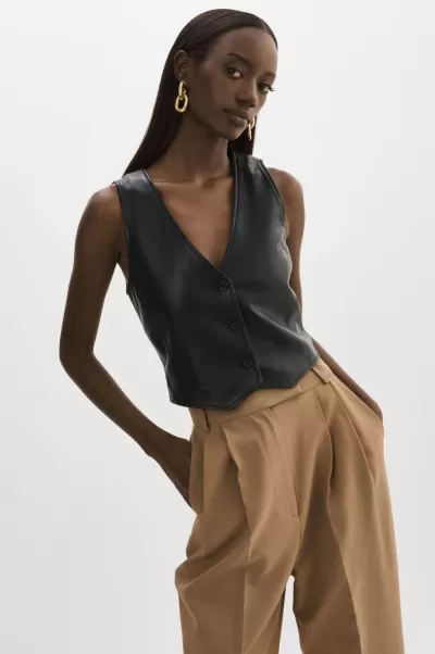 Kallie | Leather Vest Women Tops Lamarque Black Convenient