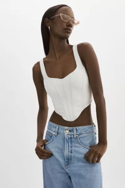 Women White Lamarque Purchase Tops Tabia | Leather Corset Top