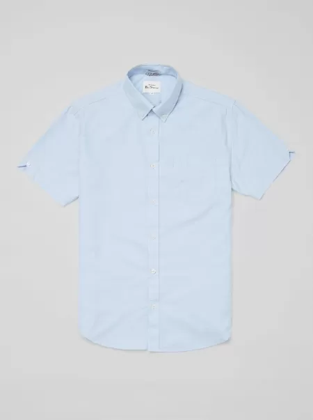Men Sky Short-Sleeve Signature Oxford Shirt - Sky Classic Ben Sherman Shirts