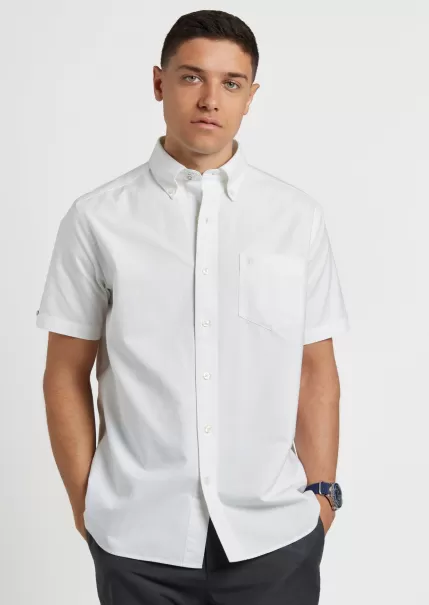 White Shirts Short Sleeve Brighton Oxford Organic Shirt - White Ben Sherman New Men