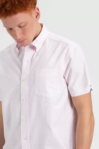 Nourishing Men Ben Sherman Pink Bengal Stripe Short Sleeve Brighton Oxford Organic Shirt - Pink Bengal Stripe Shirts