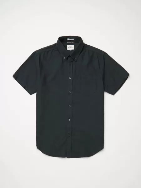 Men Signature Organic Short-Sleeve Oxford Shirt - Black Black Shirts Easy Ben Sherman