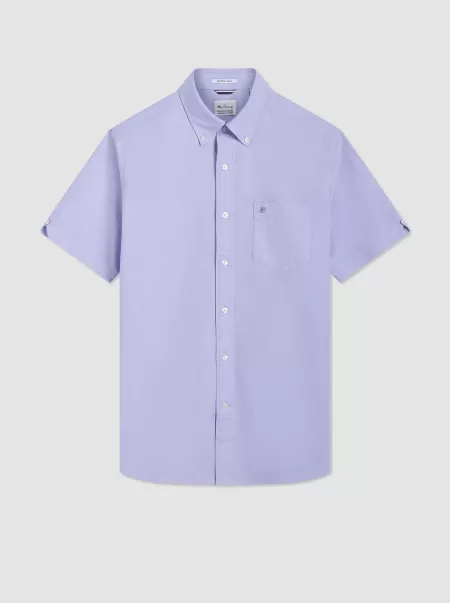 Ben Sherman Shirts Spring Purple Men Advanced Short Sleeve Brighton Oxford Organic Shirt - Spring Purple