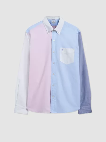Varsity Oxford Color Blocked Organic Shirt Shirts Distinct Washed Pink Men Ben Sherman