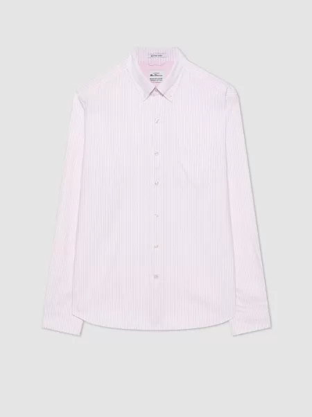 Shirts Ben Sherman Brighton Oxford Organic Stripe Shirt - Pink Bengal Stripe Pink Bengal Stripe Men Embody
