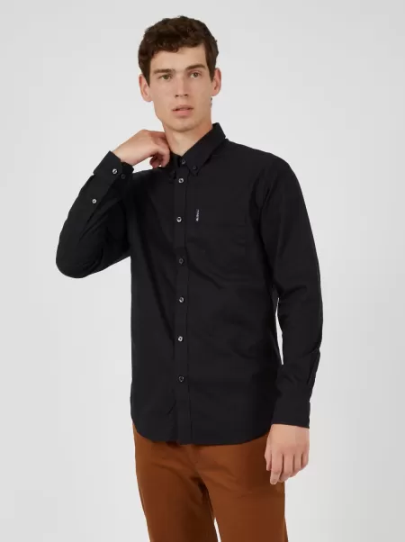 Ben Sherman Shirts Men 2024 Signature Organic Oxford Shirt - Black Black