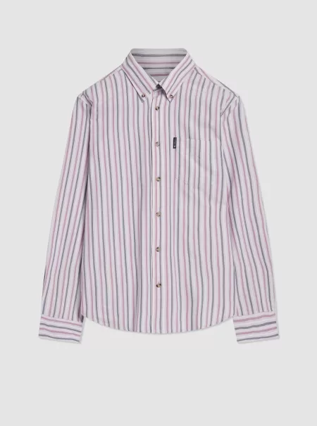 Classic Men Oxford Stripe Long-Sleeve Shirt - Grape Ben Sherman Shirts Grape