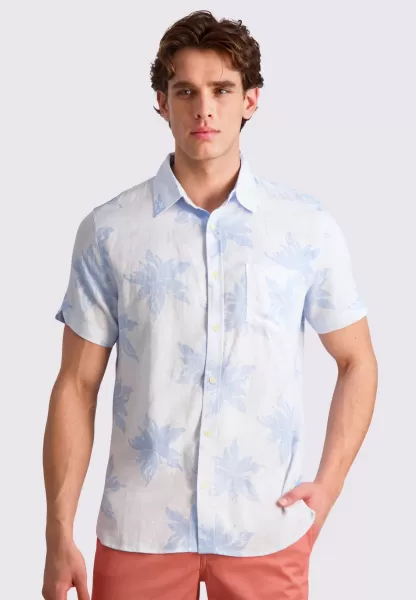 Light Blue Ben Sherman Cost-Effective Men Exploded Flower Print Shirt - Light Blue Shirts