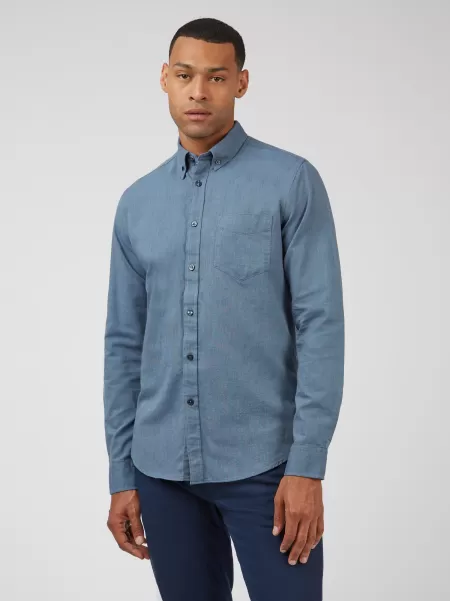 Shirts Dark Blue Men Cutting-Edge Signature Organic Long-Sleeve Oxford Shirt - Dark Blue Ben Sherman
