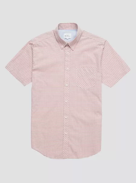 Men Shirts Ben Sherman Best Signature Gingham Short-Sleeve Shirt - Raspberry Raspberry