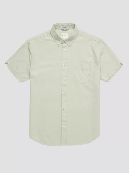 Pistachio Ben Sherman Signature Organic Short-Sleeve Oxford Shirt - Pistachio Shirts Exclusive Men