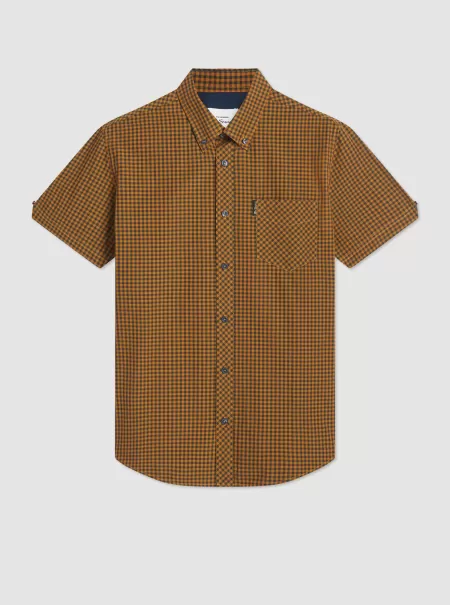 Signature Gingham Short-Sleeve Shirt - Mustard Discover Mustard Ben Sherman Men Shirts