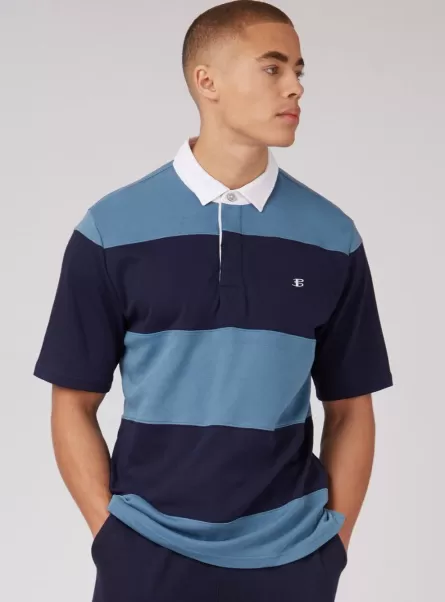 Introductory Offer Men B By Ben Sherman Rugby Polo - Blue Polos Blue Shadow