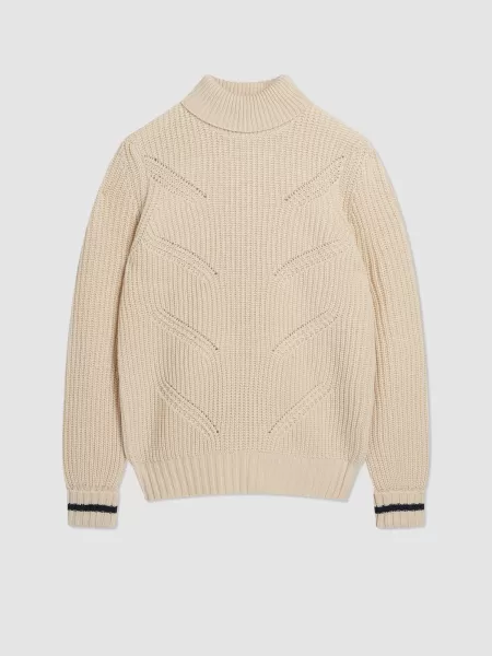 Discount Ben Sherman Ivory Men Chunky Roll-Neck Striped Sweater - Ivory Sweaters & Knits