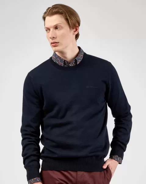 Dark Navy Sweaters & Knits Men Smart Ben Sherman Signature Knit Crewneck Sweater - Dark Navy