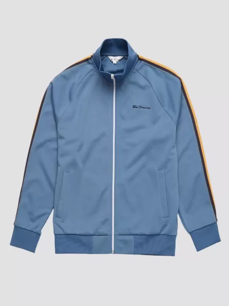 Blue Shadow Signature Zip-Through Track Jacket - Blue Jackets & Outerwear Ben Sherman Refined Men