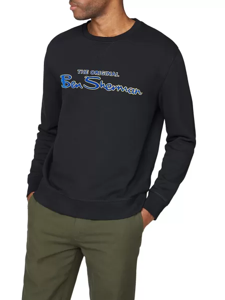 Anthracite Ben Sherman Sweatshirts & Hoodies Crewneck Logo Sweatshirt - Anthracite Men Promo
