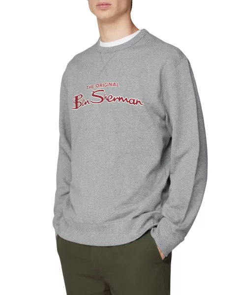 Crewneck Logo Sweatshirt - Aluminum Men Aluminum Ben Sherman Coupon Sweatshirts & Hoodies