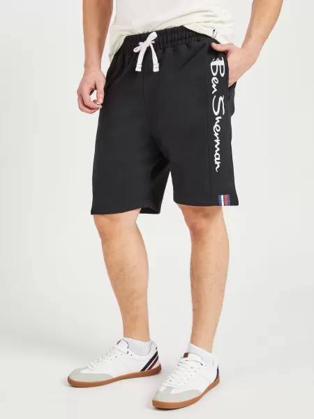 Men Ben Sherman Black Casual Knit Logo Shorts - Black Shorts Sleek
