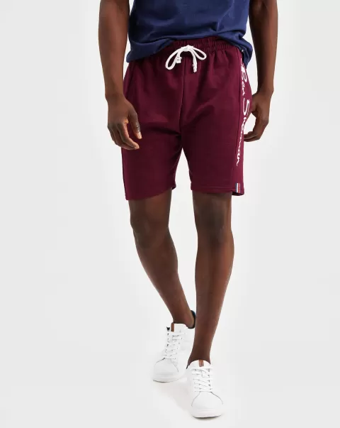 Top Casual Knit Logo Shorts - Burgundy Shorts Ben Sherman Men Burgundy