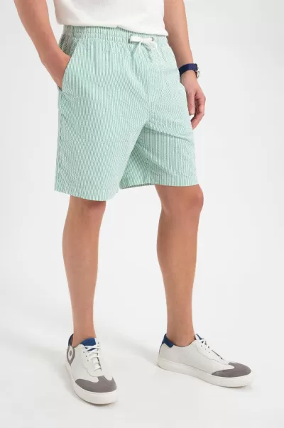 Seersucker Slim Fit Bengal Stripe Short - Green/Ecru Green/Ecru Elegant Shorts Men Ben Sherman