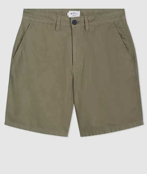 Ben Sherman Beatnik Oxford Garment Dye Slim Short - Light Olive Light Olive Shorts Cheap Men