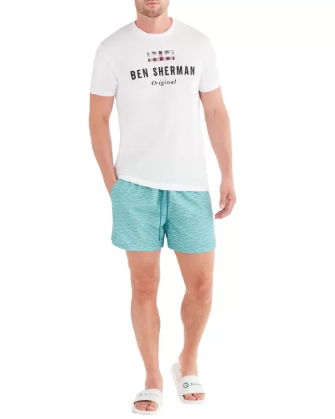 Men's Navagio Printed Swim Short - Turquoise Turquoise Shorts Secure Ben Sherman Men