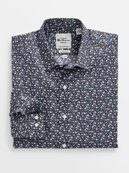 Ben Sherman Long Sleeve Shirts Multi Generate Men Grey & Blue Skinny Fit Dress Shirt - Multi
