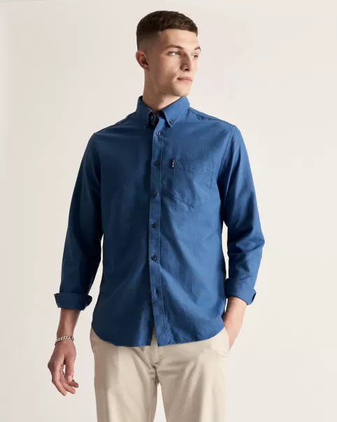 Signature Organic Long-Sleeve Oxford Shirt - Persian Blue Persian Blue Ben Sherman Long Sleeve Shirts Men User-Friendly