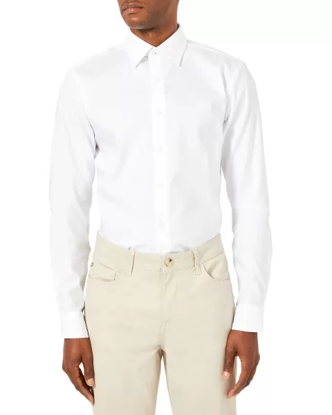 Men Pinpoint Skinny Fit Dress Shirt - White Long Sleeve Shirts Lowest Ever White Ben Sherman