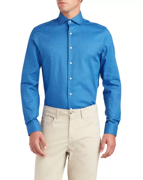 Dobby Check Slim Fit Dress Shirt - Royal Blue Affordable Ben Sherman Long Sleeve Shirts Royal Blue Men