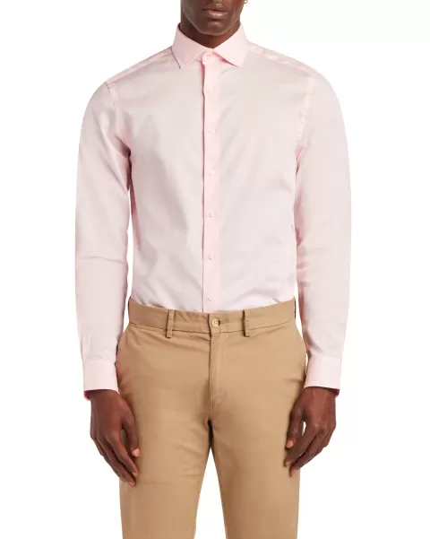 Men Argyle Dobby Slim Fit Dress Shirt - Pink Pink Long Sleeve Shirts Redefine Ben Sherman
